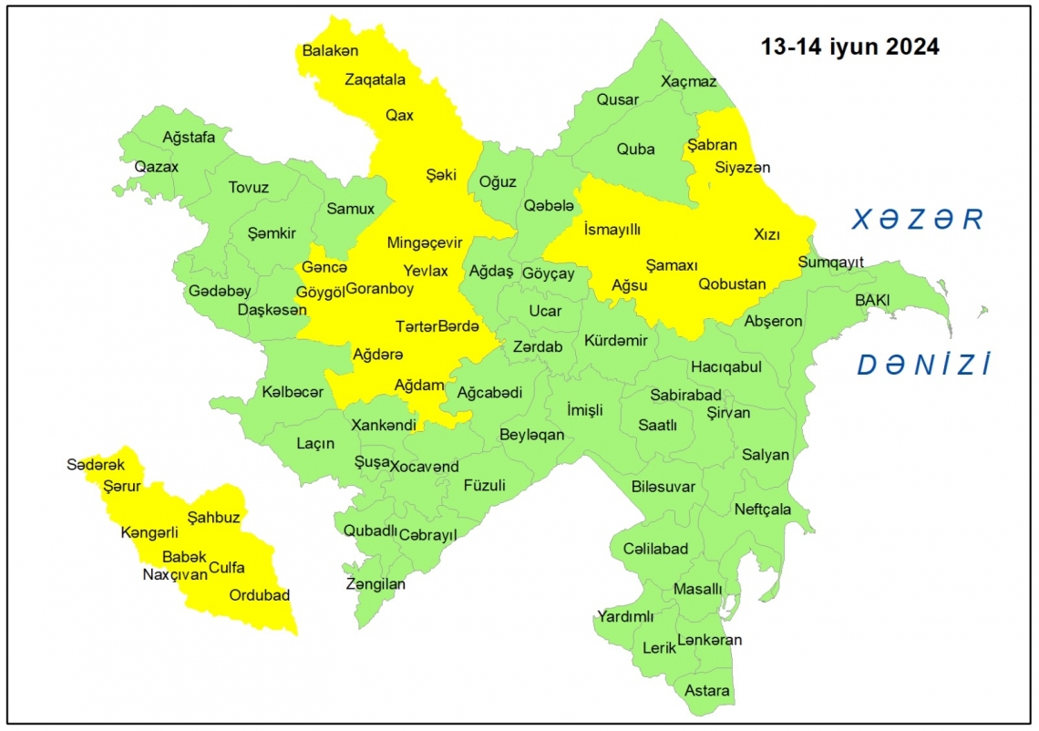 Küləkli hava şəraiti ilə bağlı sarı  xəbərdarlıq