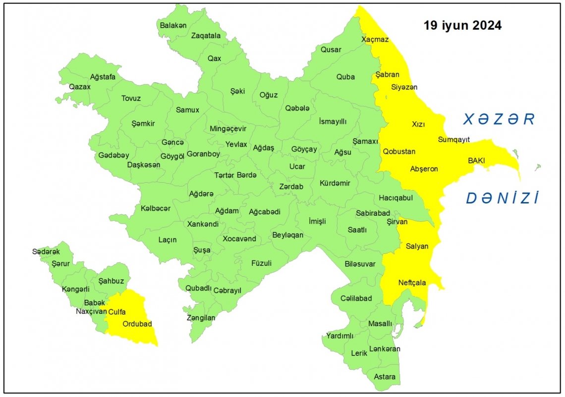 Küləkli hava şəraiti ilə bağlı sarı xəbərdarlıq