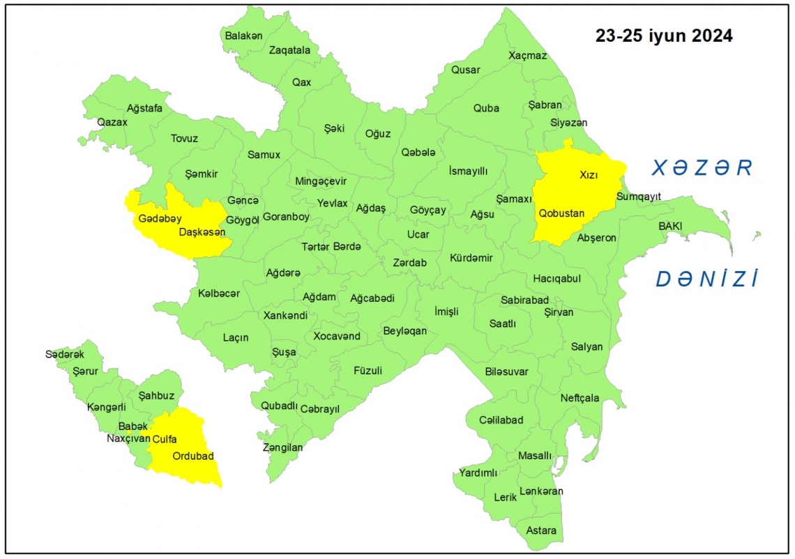 Küləkli hava şəraiti ilə bağlı sarı xəbərdarlıq