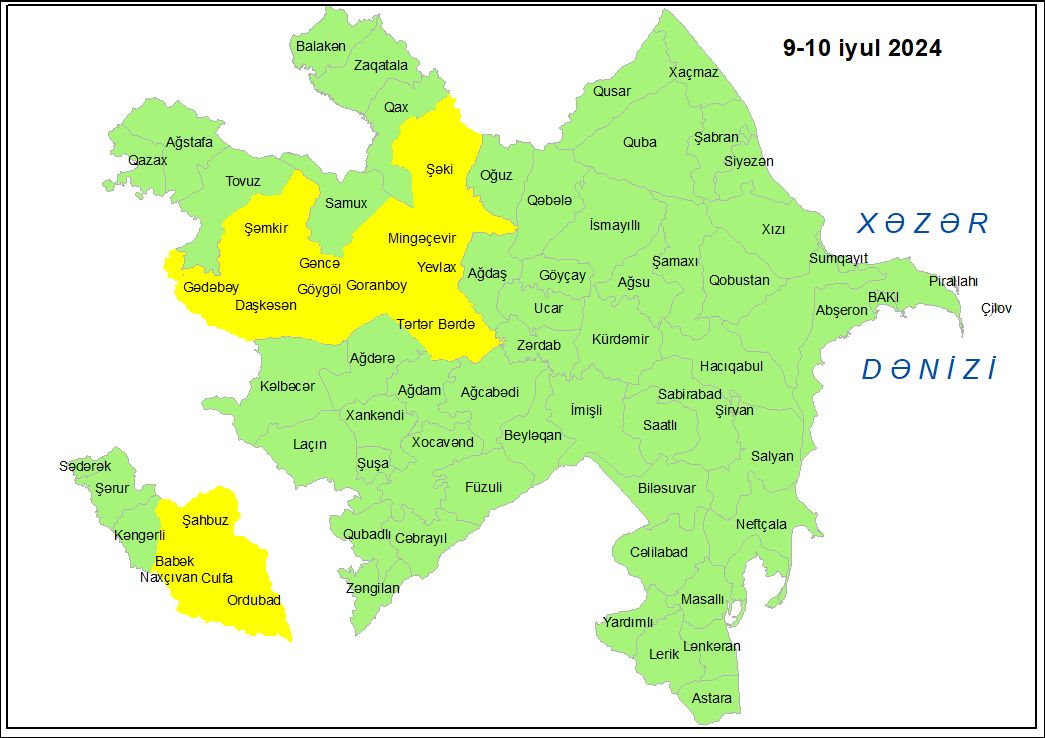 KÜLƏKLİ HAVA ŞƏRAİTİ İLƏ BAĞLI SARI XƏBƏRDARLIQ