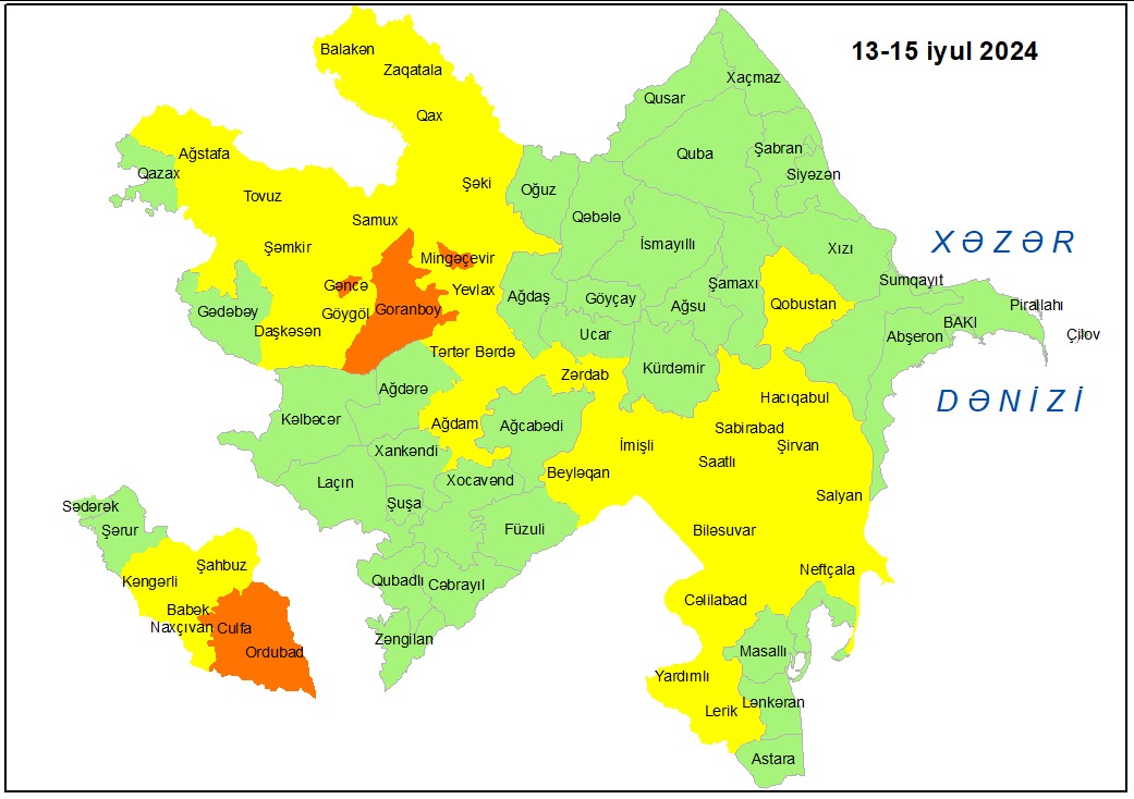 Küləkli hava şəraiti ilə bağlı sarı və narıncı xəbərdarlıq