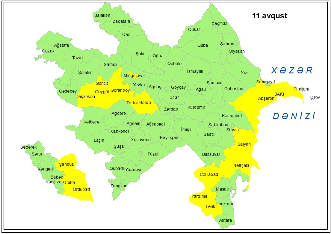 Küləkli hava şəraiti ilə bağlı sarı xəbərdarlıq verilib