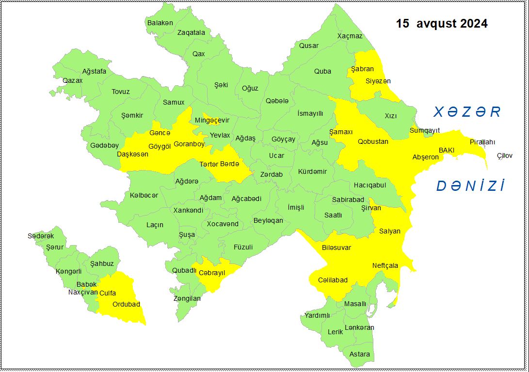 Küləkli hava şəraiti ilə bağlı sarı xəbərdarlıq verilib