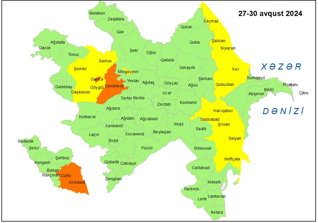 Küləkli hava şəraiti ilə bağlı sarı və narıncı xəbərdarlıq