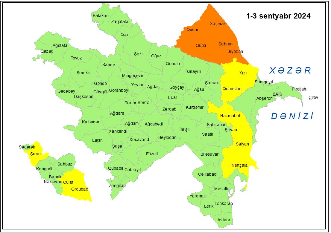 Küləkli hava şəraiti ilə bağlı sarı və narıncı xəbərdarlıq