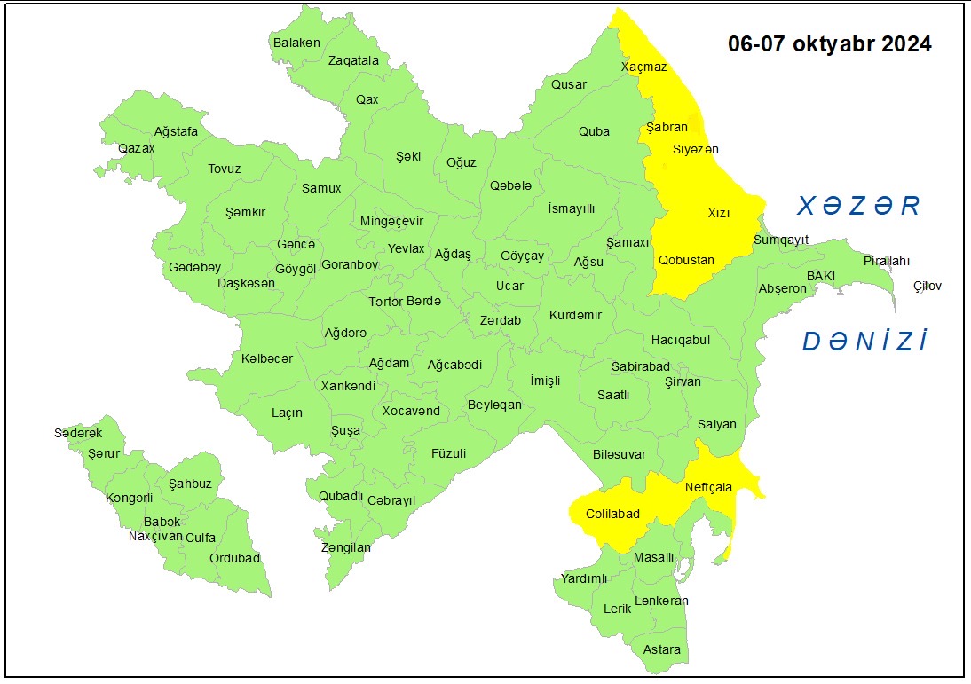 Küləkli hava şəraiti ilə bağlı sarı xəbərdarlıq verilib