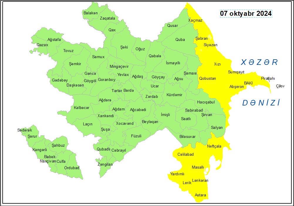 Küləkli hava şəraiti ilə bağlı sarı xəbərdarlıq