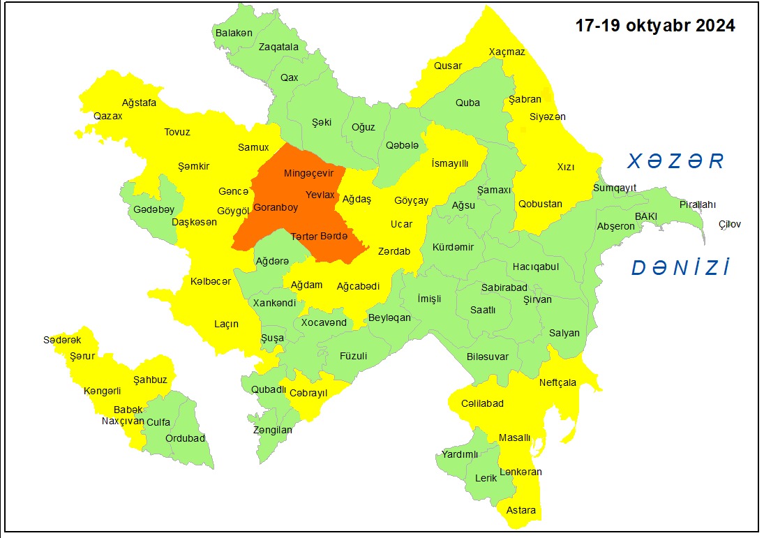 Küləkli hava şəraiti ilə bağlı sarı və narıncı xəbərdarlıq