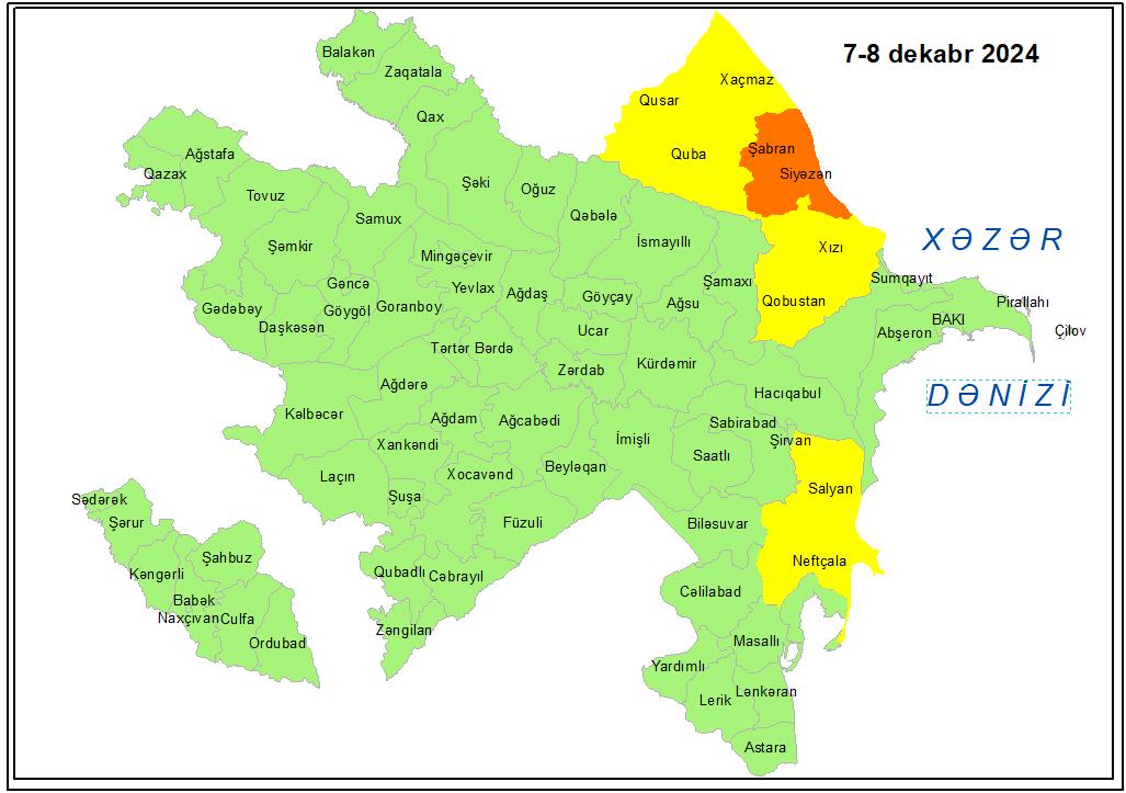 Küləkli hava şəraiti ilə bağlı sarı və narıncı xəbərdarlıq