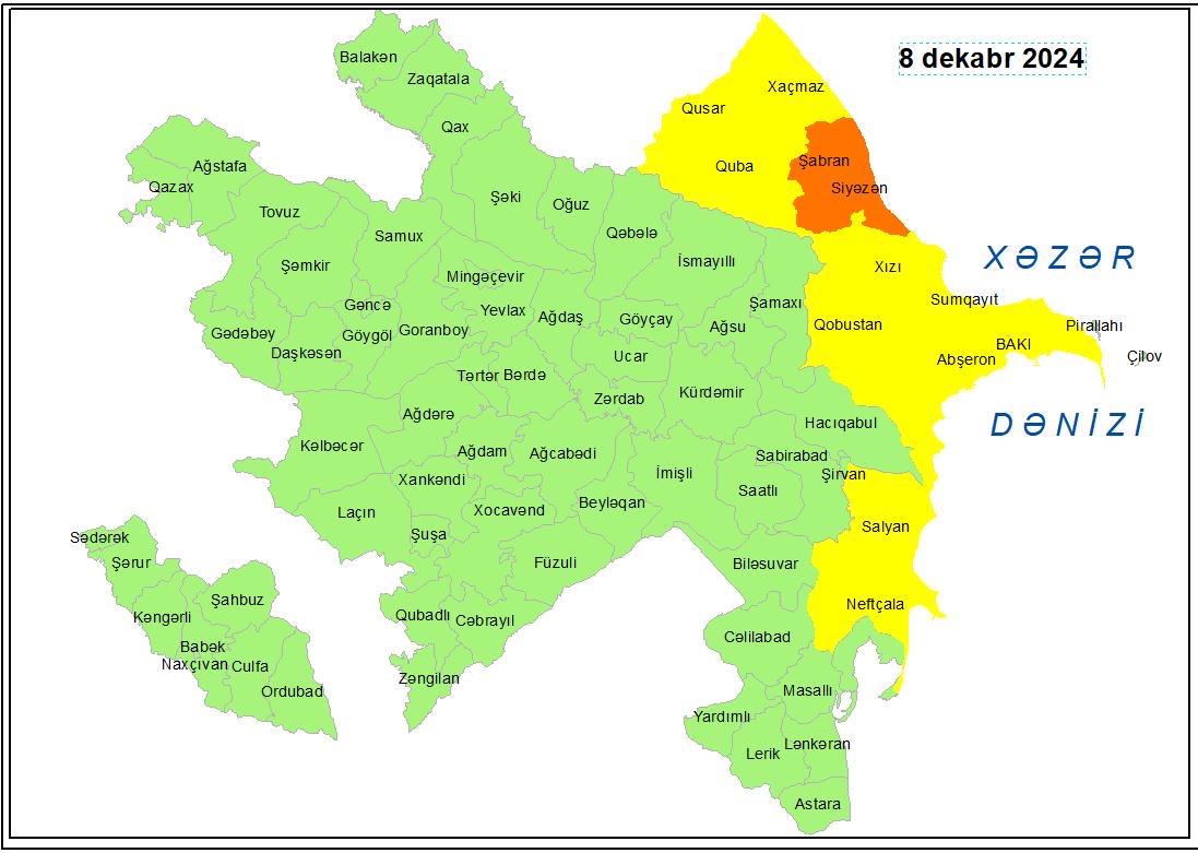 Küləkli hava şəraiti ilə bağlı sarı və narıncı xəbərdarlıq verilib