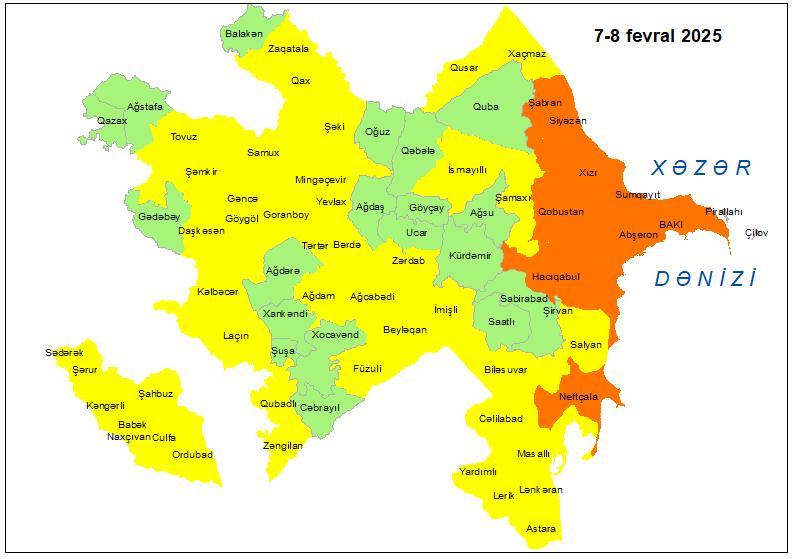 Küləkli hava şəraiti ilə bağlı sarı və narıncı xəbərdarlıq verilib