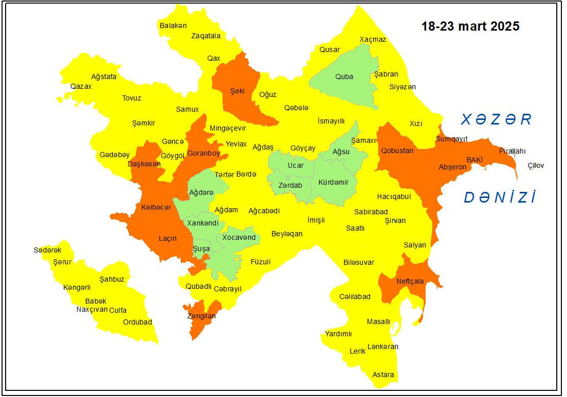 Küləkli hava şəraiti ilə bağlı sarı və narıncı xəbərdarlıq verilib