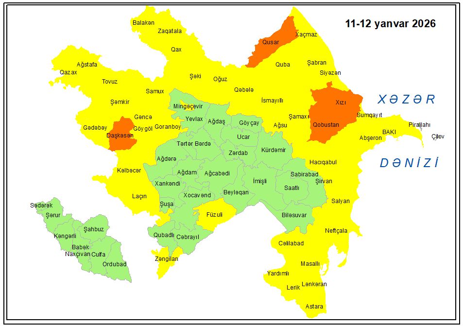 Küləkli hava şəraiti ilə bağlı sarı və narıncı xəbərdarlıq verilib