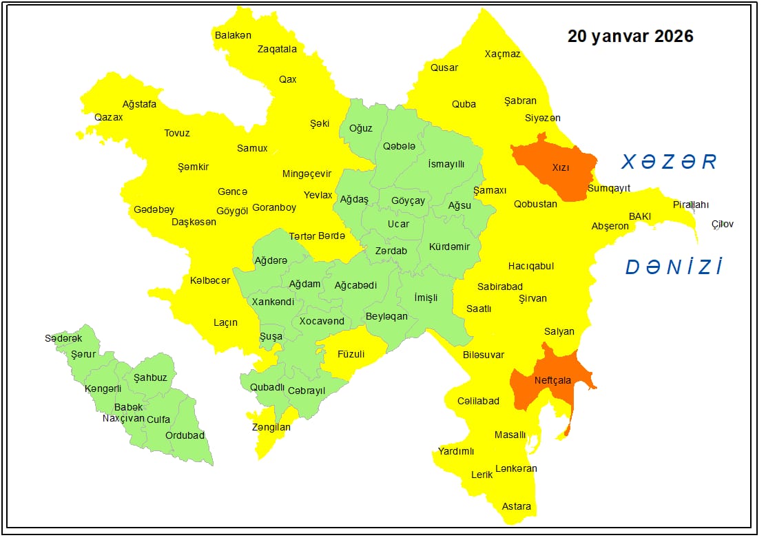 Küləkli hava şəraiti ilə bağlı sarı və narıncı xəbərdarlıq verilib
