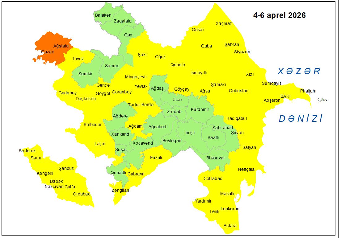 Küləkli hava şəraiti ilə bağlı sarı və narıncı xəbərdarlıq verilib