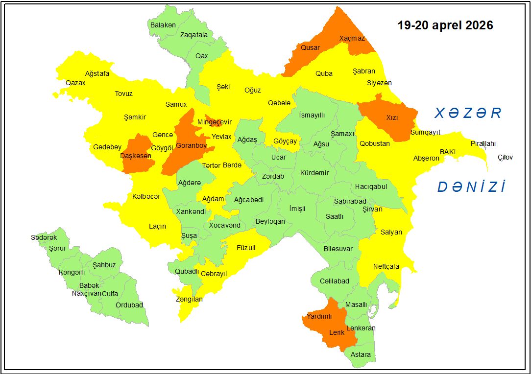 Küləkli hava şəraiti ilə bağlı sarı və narıncı xəbərdarlıq verilib