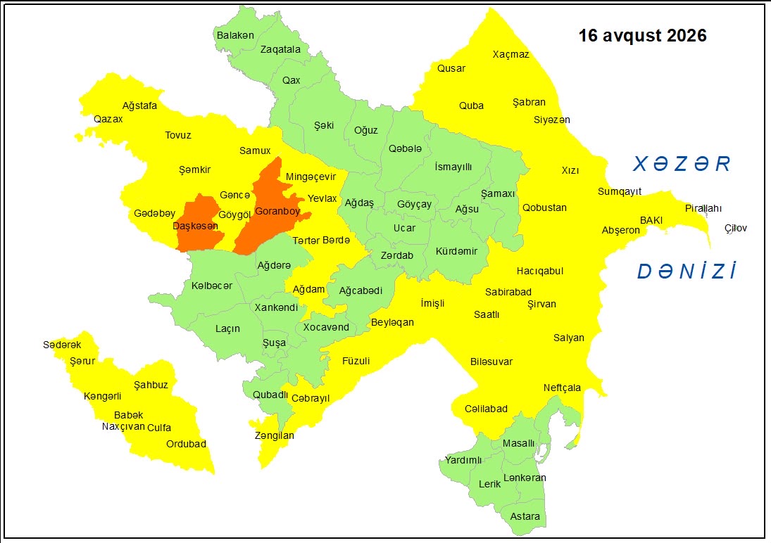 Küləkli hava şəraiti ilə bağlı sarı və narıncı xəbərdarlıq verilib.